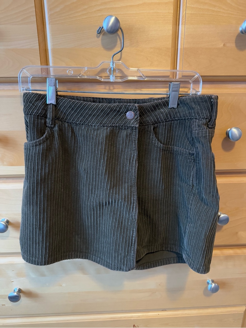 ZARA Corduroy Mini Skort in Olive Green